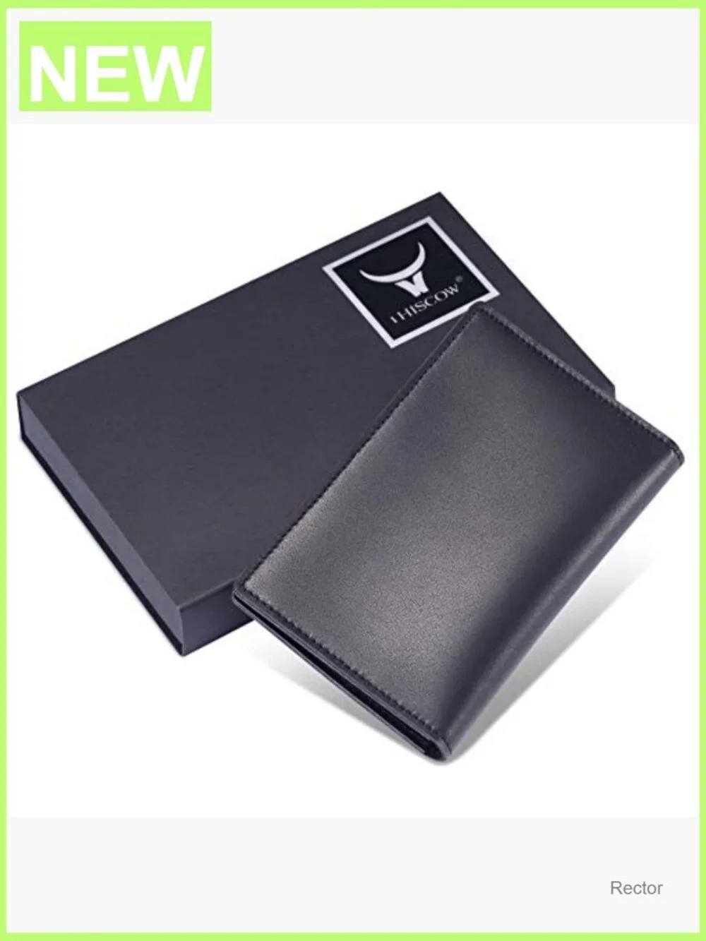 Slim Full Grain Leather Business Card Holder, Black Minimalist Bifold Front